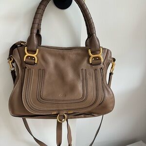 Chloe Marcie Tan Leather Shoulder Bag
